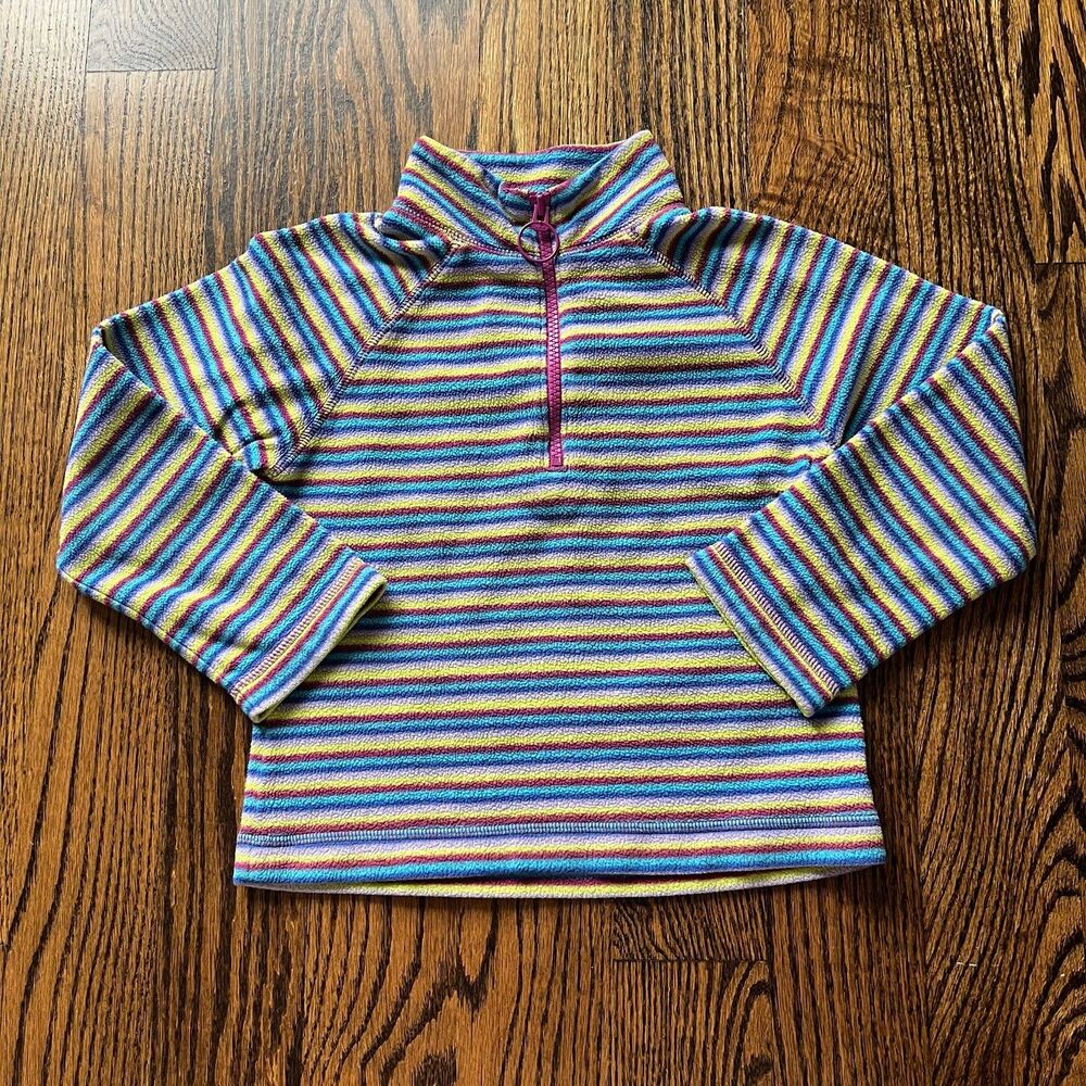 Hanna Andersson Kids Striped Fleece 1/4 Zip Pullover (110cm 3-4Y)